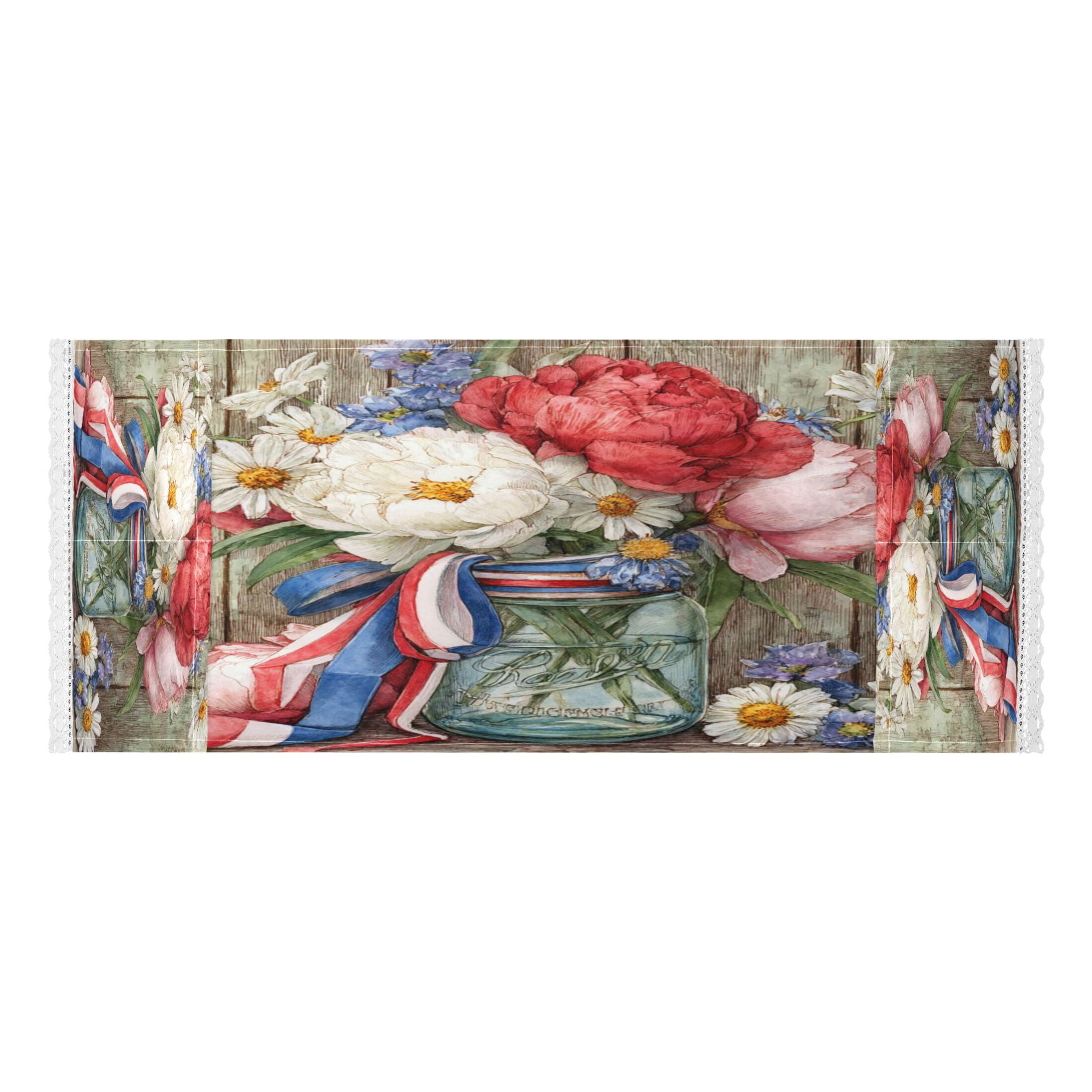 Wobogo Patriotic Floral Washing Machine Cover Dustproof Washer Dryer Cover Waterproof Laundry Room Decorative Protector
