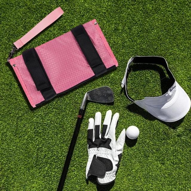 Bolso de transporte de golf bolso colgante bolso de oxford accesorios de tela de golfistas de golfistas portátiles portátiles portátiles organizador Rosa