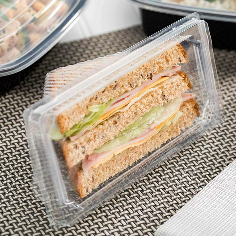 Thermo Tek 10 oz Triangle Clear Plastic Sandwich Container - with Lid - 6 1/4 inch x 3 1/4 inch x 3 inch - 100 Count Box