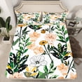 thumbnail image 2 of Homewish Chic Flowers Twin Sheet Sets 3pcs for Teens Boys Girls,Green Tree Leaves Twin Fitted Sheet Microfiber,Botanical Plants Breathable Flat Sheet,Lightweight Room Decor, 2 of 7