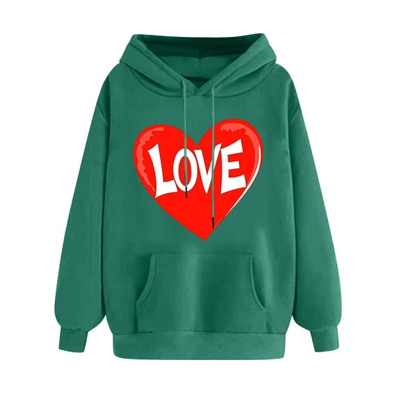 Oversized Hoodies for Women Cute Heart Graphic Hoodie Casual Y2K Hooded Sweatshirt Fashion Preppy Sweatshirt Teen Girls Pullover(Army Green,XXL)