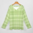 thumbnail image 3 of LYWC Green Plaid-425 Long Sleeve Shirts For Women Oversized Tshirts Tops Tees Fall T-Shirts V Neck, 3 of 7