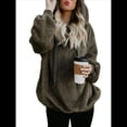 thumbnail image 1 of Sudadera con Capucha Extragrande para Mujer con Bolsillos, Sudadera de Forro Afelpado, Chaqueta A Cuadros, Abrigo. Verde M, 1 of 5