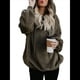 thumbnail image 1 of Sudadera con Capucha Extragrande para Mujer con Bolsillos, Sudadera de Forro Afelpado, Chaqueta A Cuadros, Abrigo. Verde XL, 1 of 5