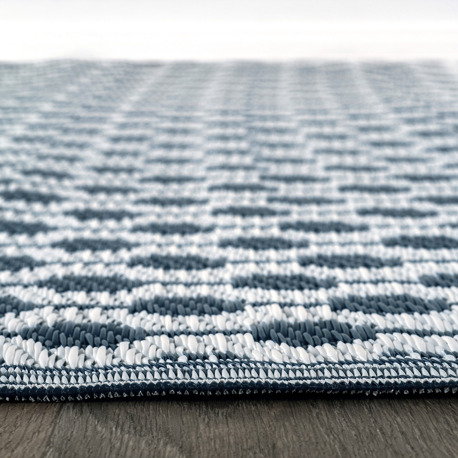 World Rug Gallery Contemporary Bohemian Geometric Reversible Recycled Plastic Outdoor Picnic Mat, Camping Rug, RV Rug - NAVY 5'x7'