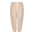 thumbnail image 4 of CHWGFWL Casual Pants for Women Capri Leggings for Women 2024 High Waisted Cutout Yoga Capris Lightweight Cozy Cropped Pants Solid Soft Pajams Pants White Capris for Women (Beige,XXL), 4 of 5