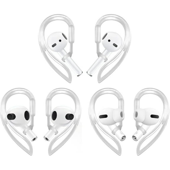 3 Pairs Ear Hooks for AirPods Pro, Adjustable Secure Fit Accessories, Soft Flexible Silicone Ear Tips Compatible with AirPods 3/2/1 (Transparent)