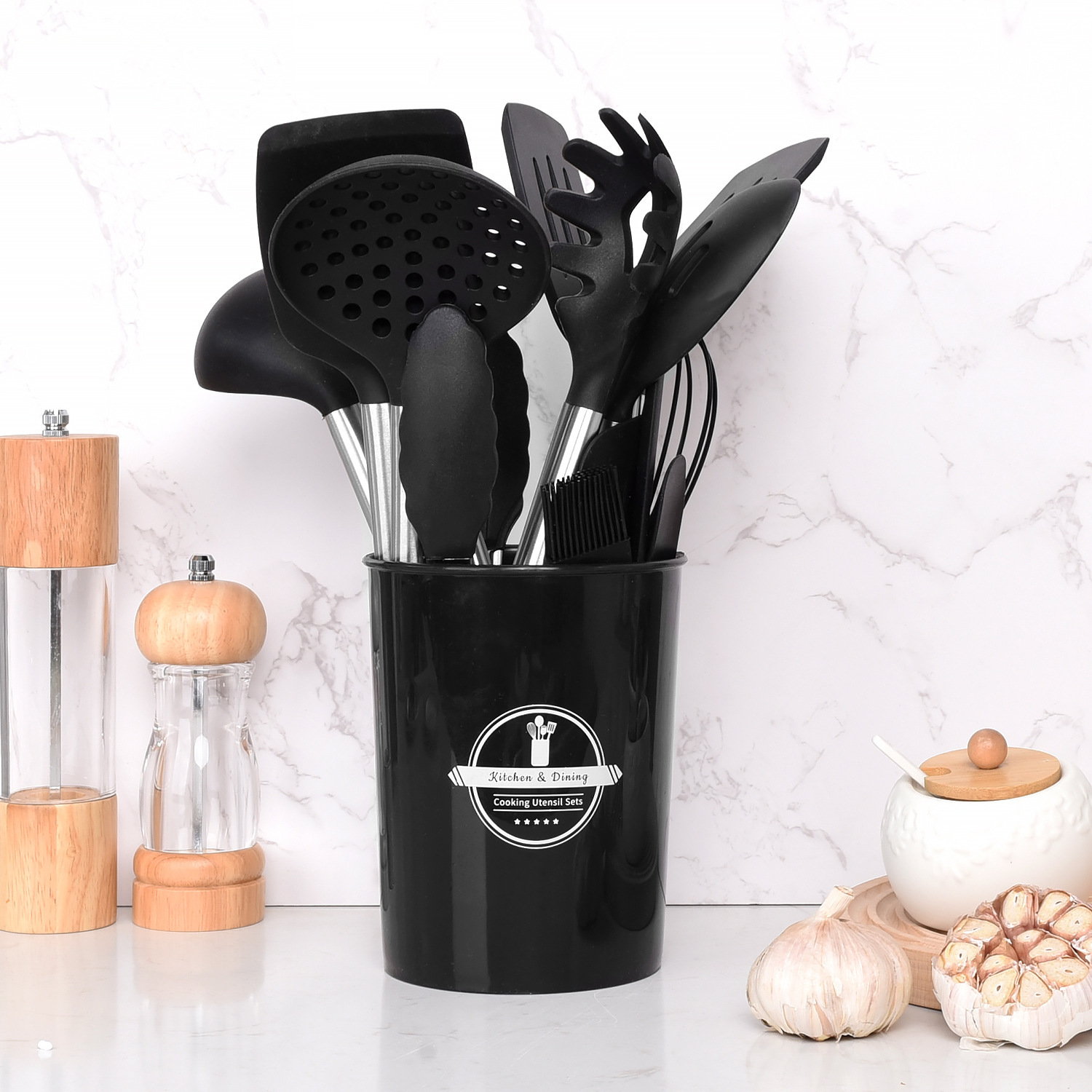 KSENDALO 26-Piece Silicone Cooking Utensils Set, Black photo 2