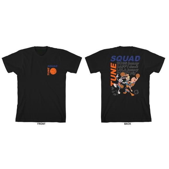 Space Jam 2 Tune Squad Front and Back Youth Black Graphic Tee-L