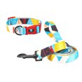 thumbnail image 2 of Flmtop Traction Rope Set Metal Buckle Pet Accessories Polyester Double-sided Printing Harness Traction Rope Set for Walking Yellow, 2 of 9