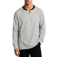 thumbnail image 2 of Jaunzuar V Neck T Shirts Men Long Sleeve Striped Print T Shirts Pullover Everyday Wear Casual T Shirts L, 2 of 7