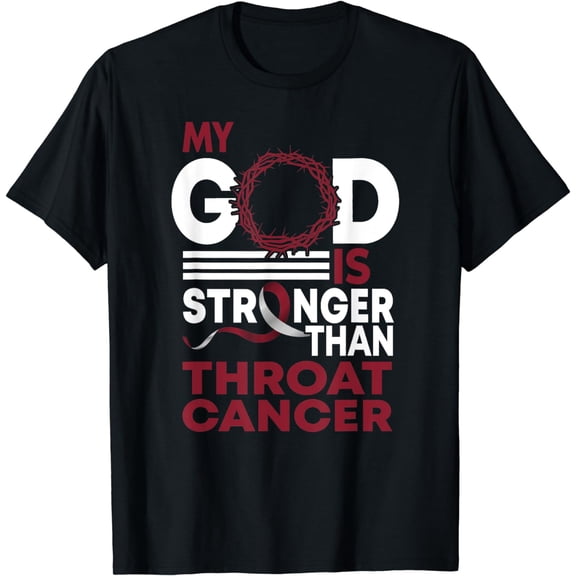 Faith My God Is Stronger Than Throat Cancer Awareness Ribbon T-Shirt