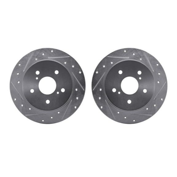 Dynamic Friction Company Rear Brake Rotors-Drilled and Slotted-Silver 7002-01015