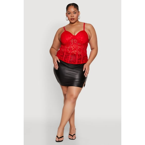 Womens Plus Size Lace Sweetheart Cami