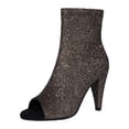 thumbnail image 4 of Women's Sparkly High Heels Dress Boots Fall Glitter Open Peep Toe Stiletto Heeled Ankle Booties Bride Wedding Shoes Gold Size 9, 4 of 8
