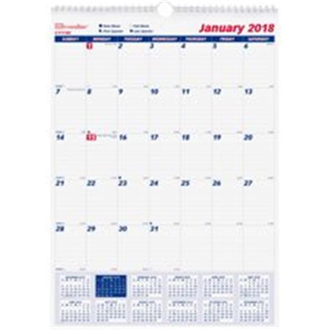 Rediform REDC171102 1PPM Lined Block Monthly Wall Calendar, White - 12 x 17 in