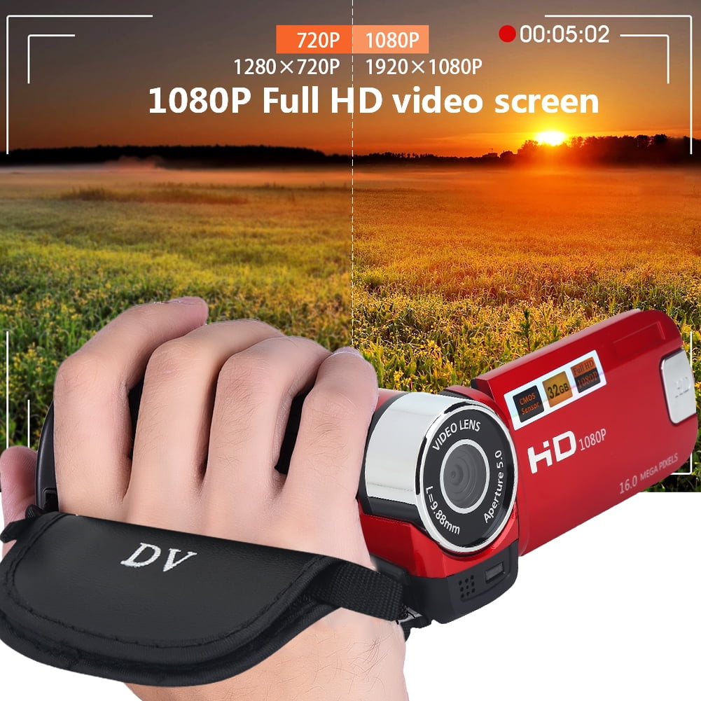 Suitable for Home Party//Outdoor Picnic//Camping Use Camcorder Video Camera 1080P Full HD Digital Camcorder DV Camera Night Vision 16X Zoom Vlogging Camera with 270 Degree Rotation Screen Red