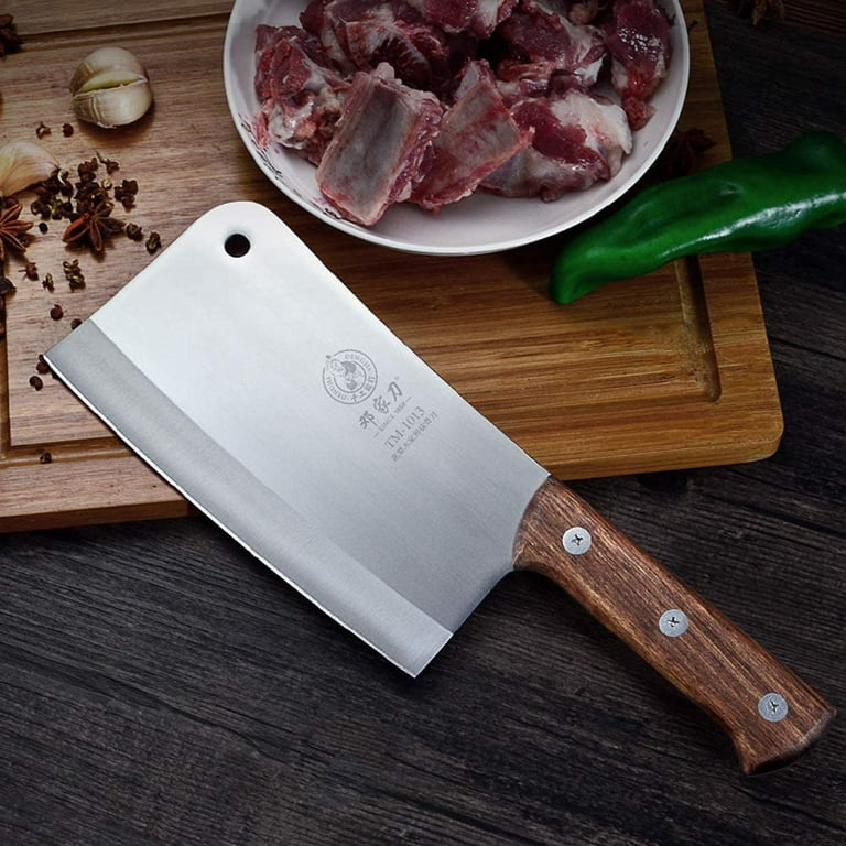 Huusk Meat Cleaver Knife - 7 Butcher Knife for Meat Cutting - Hand Forged  Meat Knife - High Carbon Chopping knife with Ergonomic Handle - Ultra Sharp