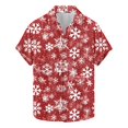thumbnail image 2 of Rciityk Christmas Hawaiian Tee Shirt Tops for Men Summer Turndown Collar Button Up Short Sleeve T-Shirts Casual Snowflake Xmas Tree Print Vacation Shirt, 2 of 5
