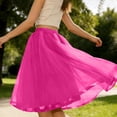 thumbnail image 5 of LEKWK Womens Tulle Skirt Elegant Fluffy Midi Skirt Elastic High Waist Pleated Skirt Multi Layered Mesh Flowy Lining Party Wedding Guest, 5 of 5
