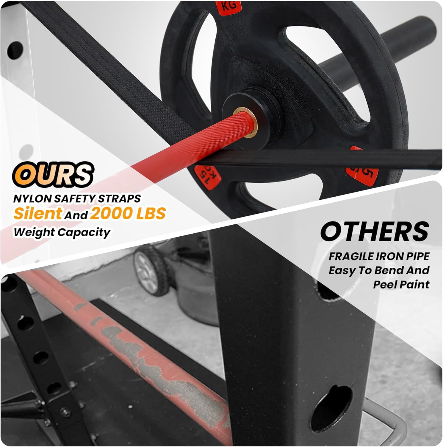Hetoy Power Cage, Multi-Function Workout Cage with Cable Cross-Over System, Squat Rack Home Gym with LAT Pull Down System, Strength Training Squat Rack, Power Racks for Home Gym,White