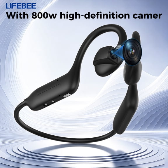 LIFEBEE Smart Camera Bone Condctin Headset, Open-Ear Sport Headphones With Touch Control,