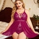 thumbnail image 3 of Ropa interior Mujer Gibobby Sexy elástico talla grande dos piezas camisón de malla rosa XL, 3 of 5