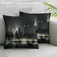 thumbnail image 3 of Nawypu Decorative Throw Pillow Cover White New York City Manhattan Midtown Skyline Finance Metropolitan Black Night River Office Soft Cushion Case Square Pillowcase for Couch Sofa, 3 of 5