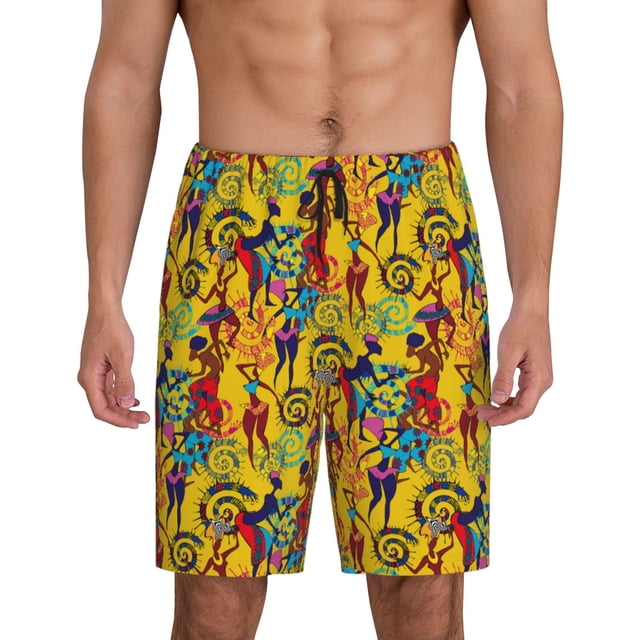 Fotbe Dancing African Women Pantalones Cortos de Pijama para Hombre, Ropa de Dormir, Pantalones de Pijama Cortos para Hombre-Large