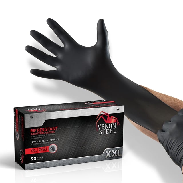 Guantes desechables Venom Steel Black Nitrilo XXL, 100 unidades