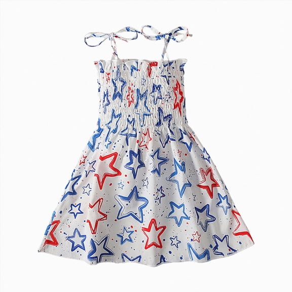 CAUYDY Toddler Baby Girls 4th of July Clothes Children Outfit Stars Stripes Sleeveless Dress Independent's Day Suits for Kids 1T 2T 3T 4T 5T 6T 7T (Sizes 2-3 Years,Beige)