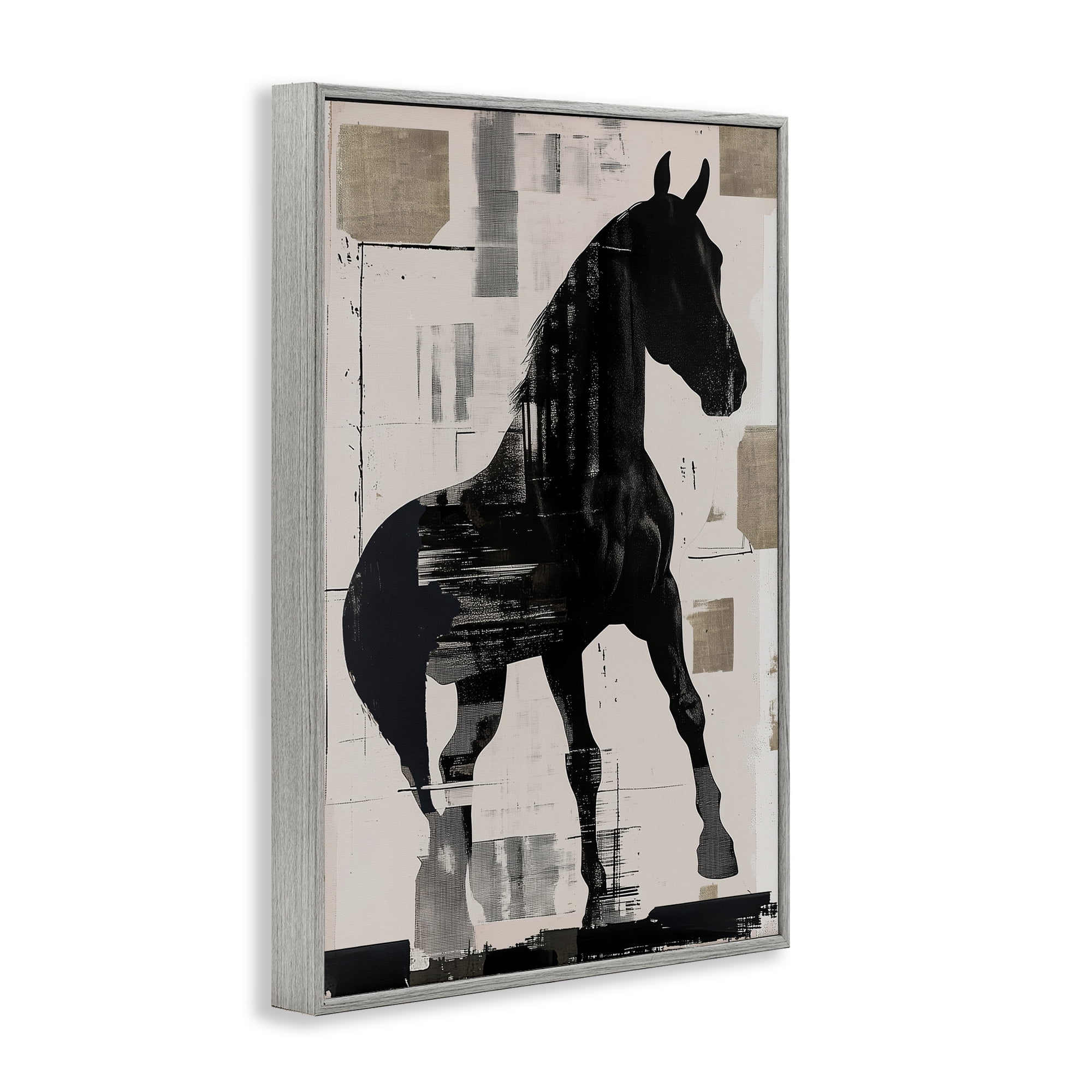 Equinity Horse Silhouette Gray Framed Giclee Art, design by Annabelle Hall