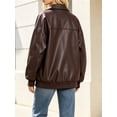 thumbnail image 6 of Women Faux Leather Jackets Bomber Casual PU Zip Motor Biker Coat, 6 of 6