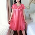thumbnail image 3 of Bixock Women Pajamas Dress,Nightgowns for Women Summer V-Neck Casual Solid Short Sleeve Sleepshirts Dress, 3 of 5