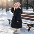 thumbnail image 5 of Hellosay Long Puffer Coat Girls Quilted Long Sleeve Hooded Jacket Winter Zip Up Ruffle Tie Front Outwear with Pockets, 5 of 6