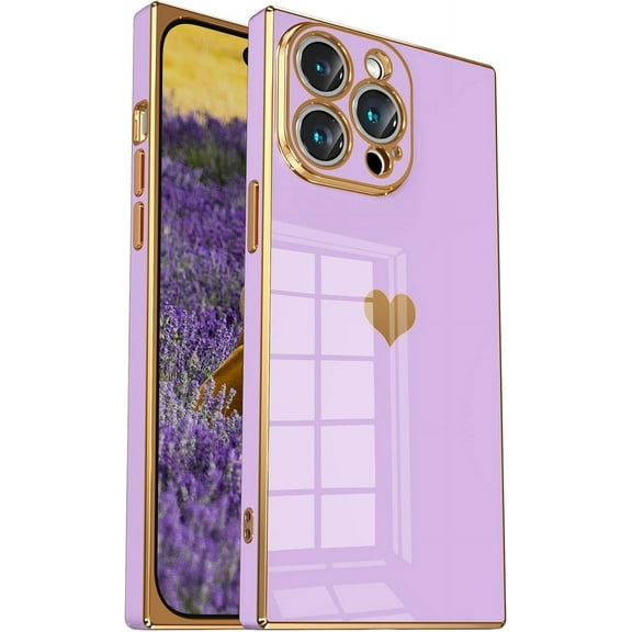 Compatible with iPhone 13 Pro Max Case for Women,  Cute Full Lens Protection & Shockproof Reinforced Corners Electroplate Edge Bumper Case Cover[6.7 inches] -Candy Purple