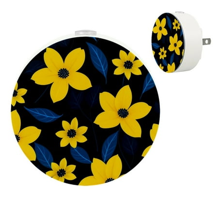 

YZUOUZY Night Lights Plug into Wall Small Lamp Small Lamps Set of 2 Floral Flowers Black Background