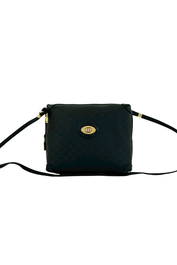 Pre-Owned GUCCI Vintage Micro GG Logo Leather Mini Shoulder Bag/Pouch, Black, 25775
