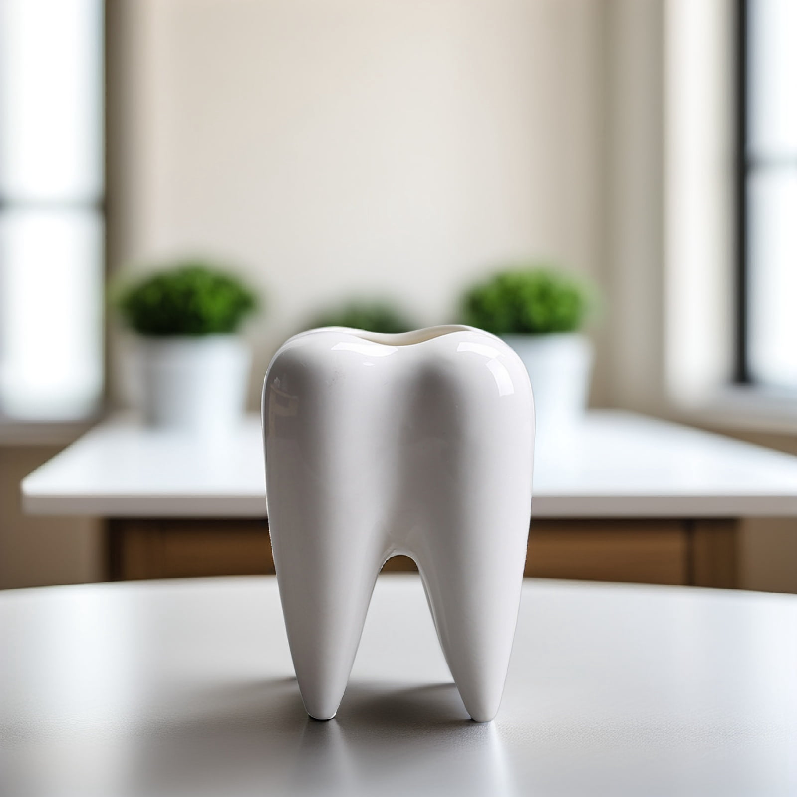 OATIPHO White Ceramic Tooth-Shaped Molar Vase for Creative Indoor