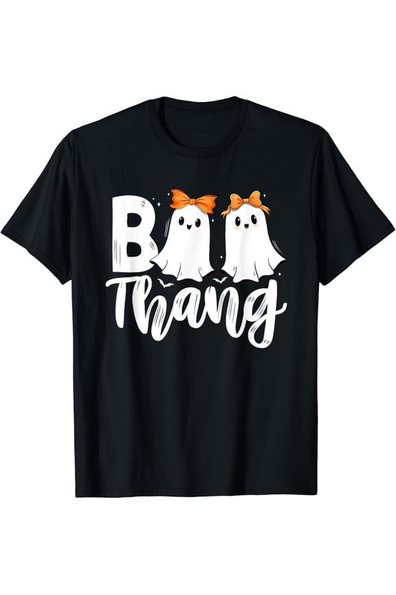 Boo Thang Funny Thing Cute Halloween Ghost Girl'S Bow T-Shirt