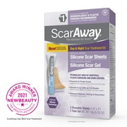 ScarAway Complete Scar Treatement Kit, Silicone Scar Sheets And 100% Silicone Gel, 2 Reusable Sheets And 1 Tube Gel