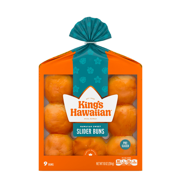 2x-King's Hawaiian Sweet Pre-Sliced Slider Mini Buns 9 Count, 10oz, Shelf-Stable