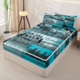 thumbnail image 2 of catabedysis Vintage Camping Zipper Twin Comforter Sets with Fitted Sheet and 2 Pillowcases,Camper Tent Print Zipper Bedding Set For Boys,Teal Beige,Black Reversible,4-Piece, 2 of 7