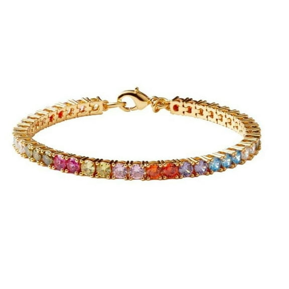 925 Silver Rainbow Lab Sapphire Tennis Bracelet,Silver rainbow sapphire tennis bracelet,Ombre Bracelet For Women Valentine Gift For Her