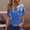 Blue, variant on USSUMA Women Clothing Womens Tops Round Neck Short Sleeve Prints Loose Fit Button Trendy Shirt Loose T-Shirt Climbing Army Green Polyester L