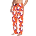 thumbnail image 2 of FORMRS Mens Pajama Pants with Pockets Cotton Sleepwear Lounge Bottoms Sizes S-2XL, Orange Cartoon Ghost Pattern, 2 of 7
