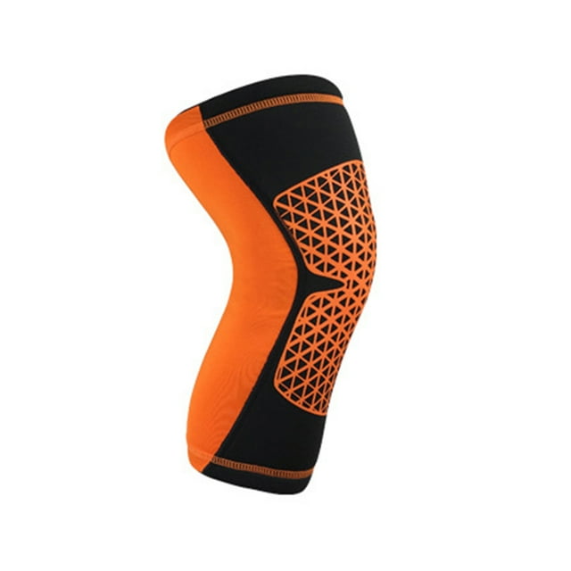 Knee Compression Sleeve Brace Anti-Injury Protector for Basketball Running Fitness Sports,Orange,L,305mm