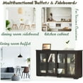 thumbnail image 6 of LOKO Stackable Buffet Cabinet, Kitchen Storage Cabinet with Sliding Tempered Glass Doors, Small Sideboard for Kitchen, Dining Room or Living Room, 42 x 13 x 24.5 inches (Espresso), 6 of 13