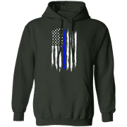 Law Enforcement Thin Blue Line American Flag Pullover Hoodie
