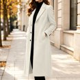 thumbnail image 5 of IUYRTFE Women's Long Lapel Collar Coat Casual Solid Color Overcoat with Pockets, 5 of 9